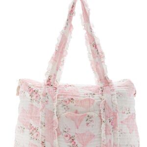 LoveShackFancy Davie Weekender Pink Mint bag NWT